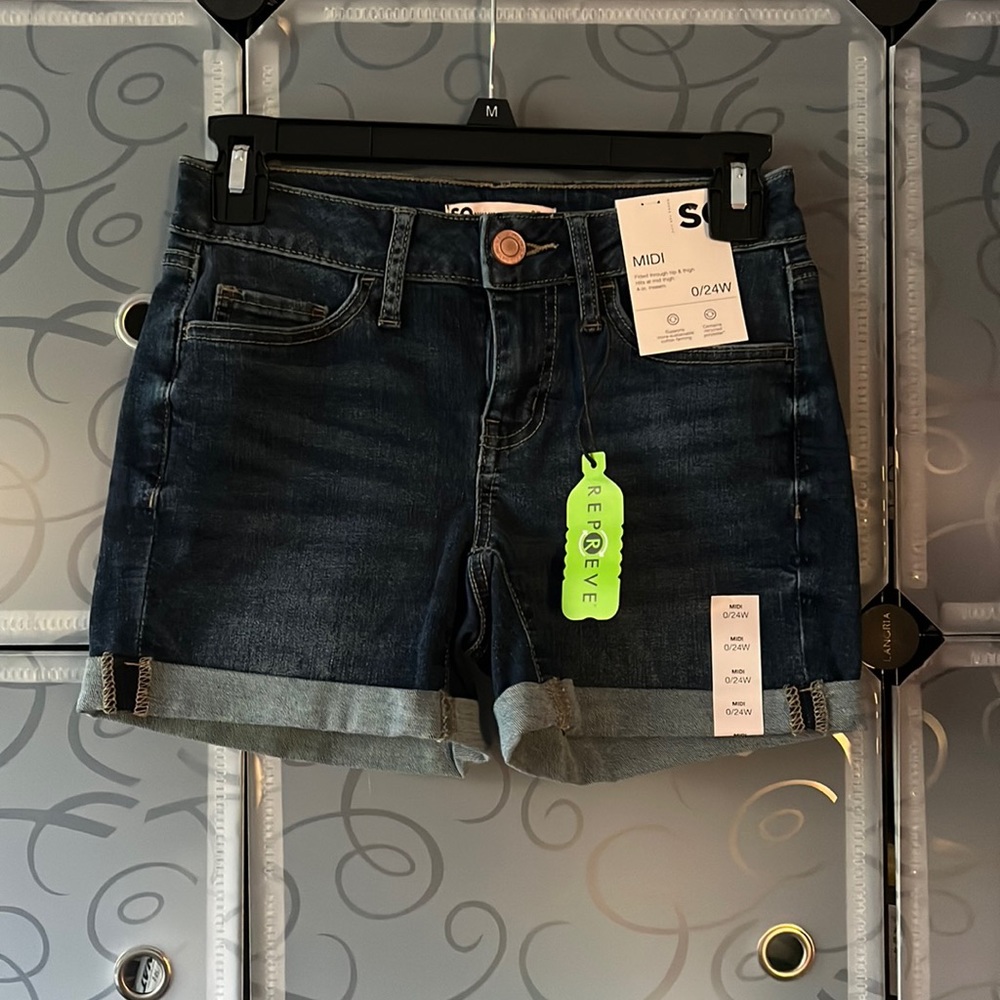 SO denim midi shorts